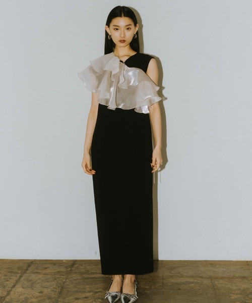 スーツ・フォーマル・ドレス ANDRESD glossy multi ruffle dress ANDRESD ドレス glossy multi ruffle dress グロッシーマルチ
