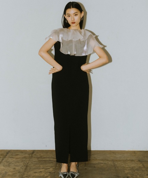 ANDRESD グロッシーマルチラッフルドレス セール】glossy multi ruffle dress グロッシーマルチラッフル
