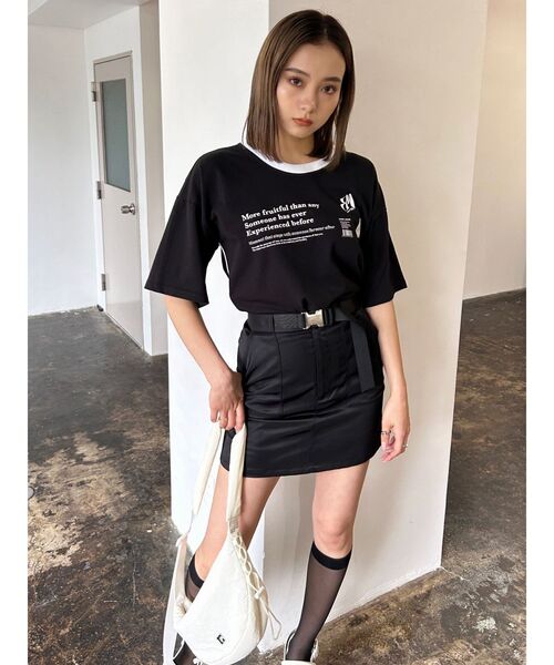 【MIDNIGHT MOVE】belt skirt ミニスカート / 追跡付 セール】ベルトボックスミニスカート(スカート)|EMODA