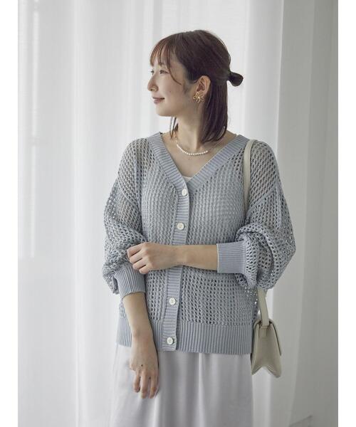 Te chichi TERRASSE(テチチテラス)の「ラメメッシュ前後2WAYカーディガン(カーディガン/ボレロ・レディース・グリーン/グレー/オフホワイト・F)」の11枚目の写真