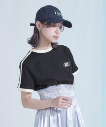 配色ラインロゴ刺繍Tシャツ