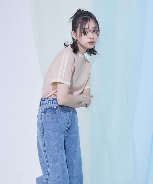 miette（ミエット）の「配色ラインロゴ刺繍Tシャツ（Tシャツ/カットソー・レディース・ピンク/オフホワイト/ブラック/オートミール・FREE）」の10枚目の写真