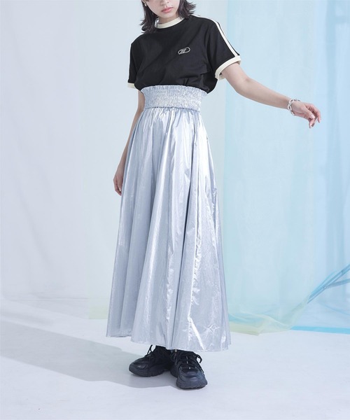 miette（ミエット）の「配色ラインロゴ刺繍Tシャツ（Tシャツ/カットソー・レディース・ピンク/オフホワイト/ブラック/オートミール・FREE）」の6枚目の写真