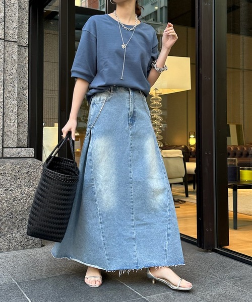 DouDou（ドゥドゥ）の「【新色追加】【WEB限定】デニム切替スカート