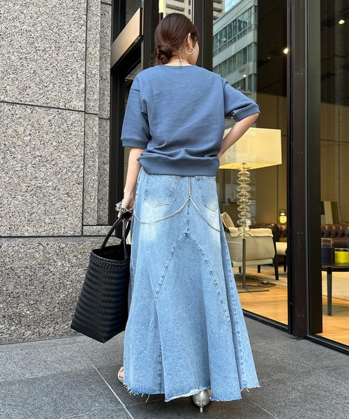 DouDou（ドゥドゥ）の「【新色追加】【WEB限定】デニム切替スカート