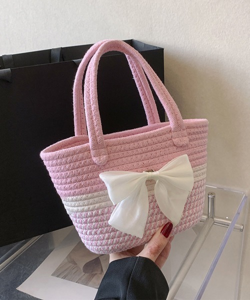 Miniministore(ミニミニストア)の「かごバッグ 花火大会 浴衣ハンドバッグ(かごバッグ・レディース・グレー系2/ベージュ系1/グレー系1/ベージュ系2/ピンク系2/ピンク系1・FREE)」の1枚目の写真