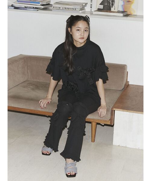 merry jenny（メリージェニー）の「ピンタックリボンBig Tee（Tシャツ/カットソー・レディース・ブラック/ブルー/オフホワイト・FREE）」の21枚目の写真