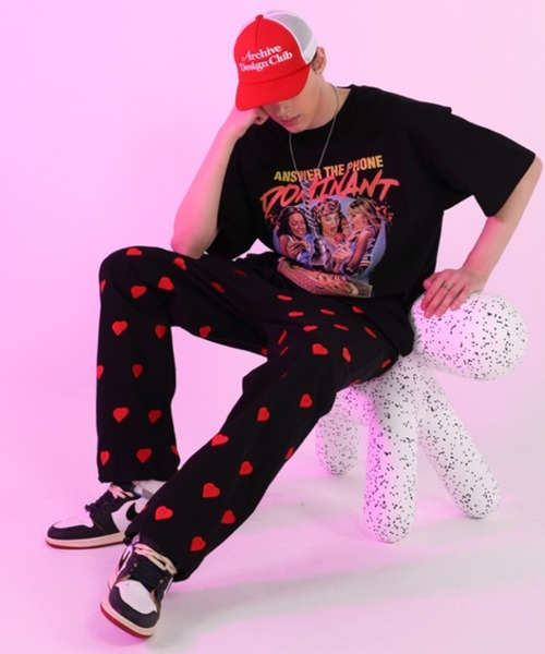 【セール】韓国ブランド DOMINANT ドミナント Unisex PIZZA Printing Embroidery Overfit T-Shirt プリントT 半袖Tシャツ 半袖トップス グラフィックTシャツ ロゴTシャツ 韓国ファッション 韓国ストリート ストリートファッション（Tシャツ/カットソー）｜DOMINANT（ドミナント）