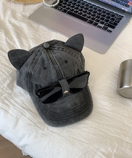 DEVICE（デバイス）の「猫耳 ベースボール キャップ サングラス付 UVカット HEADWEAR ヘッドウェア Y2K ストリート（キャップ・レディース・ブラック/ネイビー・FREE）」の7枚目の写真