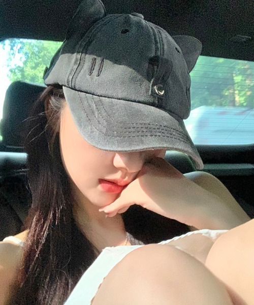 DEVICE（デバイス）の「猫耳 ベースボール キャップ サングラス付 UVカット HEADWEAR ヘッドウェア Y2K ストリート（キャップ・レディース・ブラック/ネイビー・FREE）」の4枚目の写真