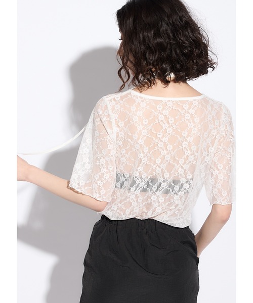 Adoon plain(アドーンプレーン)の「レースチョーカートップス(Tシャツ/カットソー・レディース・ホワイト/ブラック/チャコールグレー・FREE)」の10枚目の写真