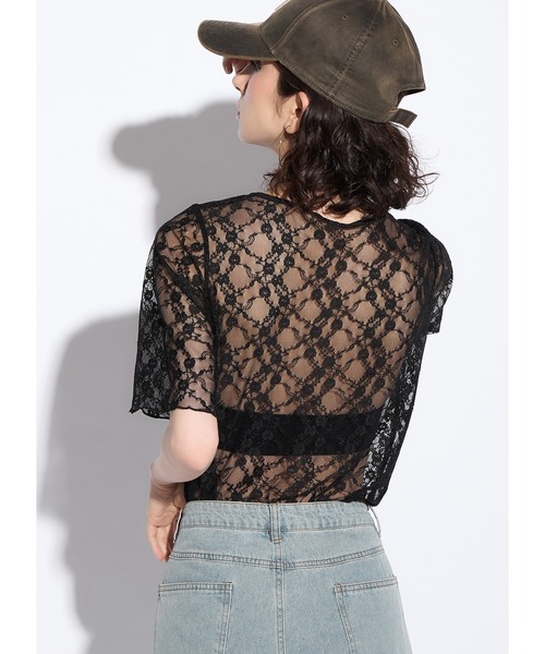 Adoon plain(アドーンプレーン)の「レースチョーカートップス(Tシャツ/カットソー・レディース・ホワイト/ブラック/チャコールグレー・FREE)」の6枚目の写真