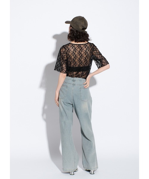 Adoon plain(アドーンプレーン)の「レースチョーカートップス(Tシャツ/カットソー・レディース・ホワイト/ブラック/チャコールグレー・FREE)」の8枚目の写真