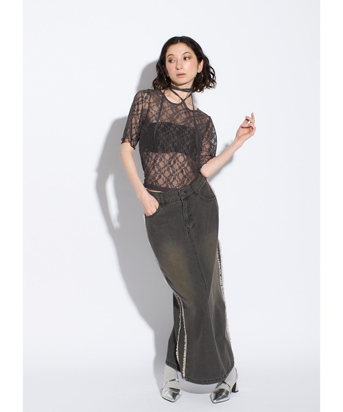 Adoon plain(アドーンプレーン)の「レースチョーカートップス(Tシャツ/カットソー・レディース・ホワイト/ブラック/チャコールグレー・FREE)」の16枚目の写真