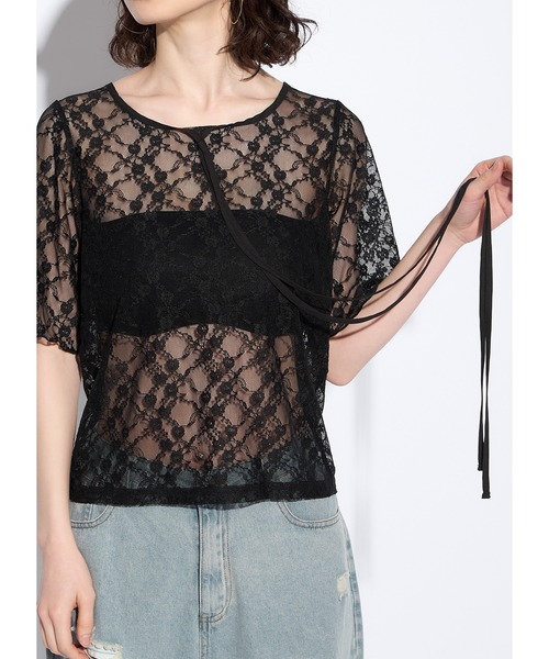 Adoon plain(アドーンプレーン)の「レースチョーカートップス(Tシャツ/カットソー・レディース・ホワイト/ブラック/チャコールグレー・FREE)」の21枚目の写真