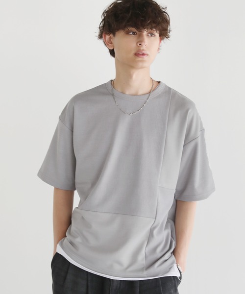 Buyer's Select/楊柳ジャガード共地裏表切り替え半袖Tシャツ（Tシャツ