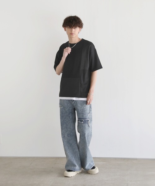 Buyer's Select/楊柳ジャガード共地裏表切り替え半袖Tシャツ（Tシャツ