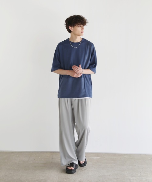 Buyer's Select/楊柳ジャガード共地裏表切り替え半袖Tシャツ（Tシャツ