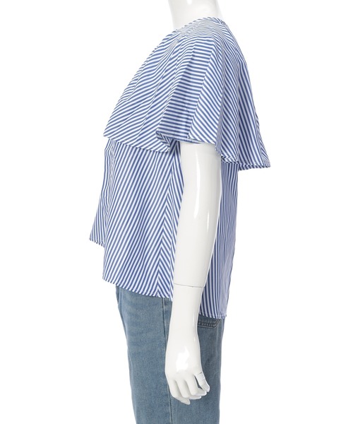 Edit Sheen（エディットシーン）の「ケープデザイン半袖ブラウス（シャツ/ブラウス・レディース・ホワイト/ブルー・M）」の12枚目の写真