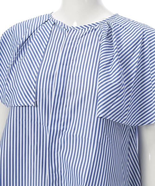 Edit Sheen（エディットシーン）の「ケープデザイン半袖ブラウス（シャツ/ブラウス・レディース・ホワイト/ブルー・M）」の14枚目の写真