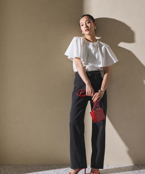 Edit Sheen（エディットシーン）の「ケープデザイン半袖ブラウス（シャツ/ブラウス・レディース・ホワイト/ブルー・M）」の5枚目の写真