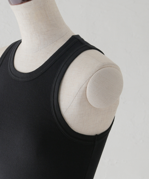 CITYSHOP(シティーショップ)の「《追加》SOFT RIB TANK:タンクトップ(タンクトップ・レディース・ホワイト/ブラック・FREE)」の3枚目の写真