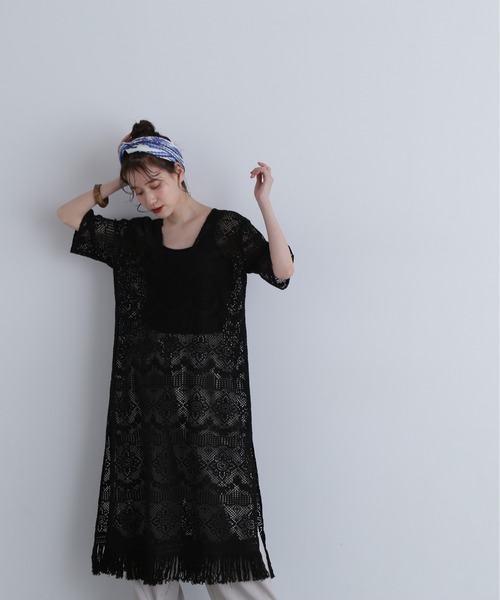 N.（N. Natural Beauty Basic）（エヌエヌナチュラルビューティーベーシック）の「◆【Grande plage】カフタンワンピース（ワンピース・レディース・ブラック/キナリ・MEDIUM）」の12枚目の写真