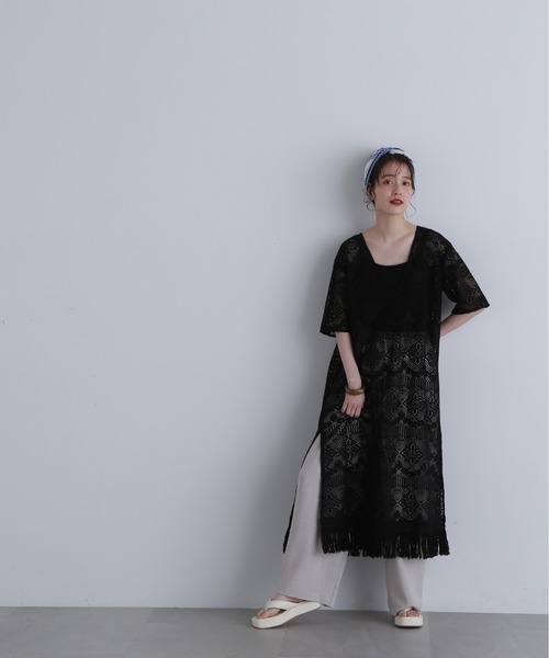 N.（N. Natural Beauty Basic）（エヌエヌナチュラルビューティーベーシック）の「◆【Grande plage】カフタンワンピース（ワンピース・レディース・ブラック/キナリ・MEDIUM）」の13枚目の写真