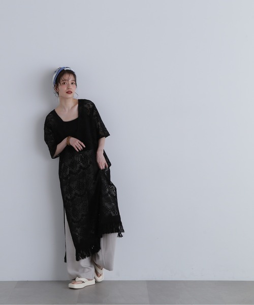 N.（N. Natural Beauty Basic）（エヌエヌナチュラルビューティーベーシック）の「◆【Grande plage】カフタンワンピース（ワンピース・レディース・ブラック/キナリ・MEDIUM）」の14枚目の写真