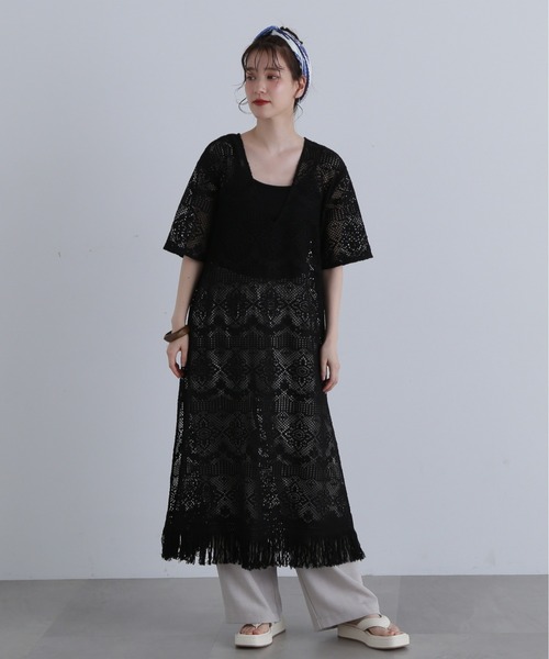 N.（N. Natural Beauty Basic）（エヌエヌナチュラルビューティーベーシック）の「◆【Grande plage】カフタンワンピース（ワンピース・レディース・ブラック/キナリ・MEDIUM）」の15枚目の写真