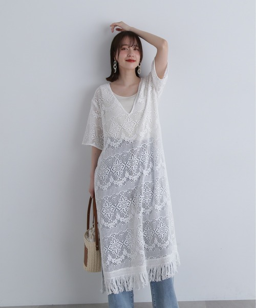 N.（N. Natural Beauty Basic）（エヌエヌナチュラルビューティーベーシック）の「◆【Grande plage】カフタンワンピース（ワンピース・レディース・ブラック/キナリ・MEDIUM）」の8枚目の写真