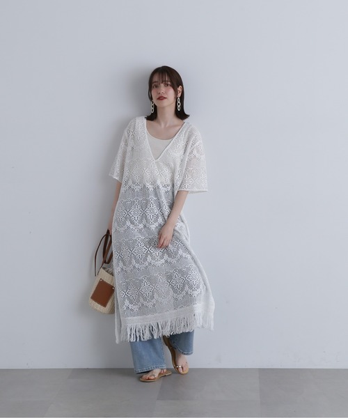 N.（N. Natural Beauty Basic）（エヌエヌナチュラルビューティーベーシック）の「◆【Grande plage】カフタンワンピース（ワンピース・レディース・ブラック/キナリ・MEDIUM）」の9枚目の写真