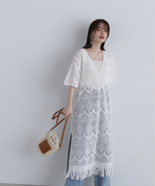 N.（N. Natural Beauty Basic）（エヌエヌナチュラルビューティーベーシック）の「◆【Grande plage】カフタンワンピース（ワンピース・レディース・ブラック/キナリ・MEDIUM）」の6枚目の写真