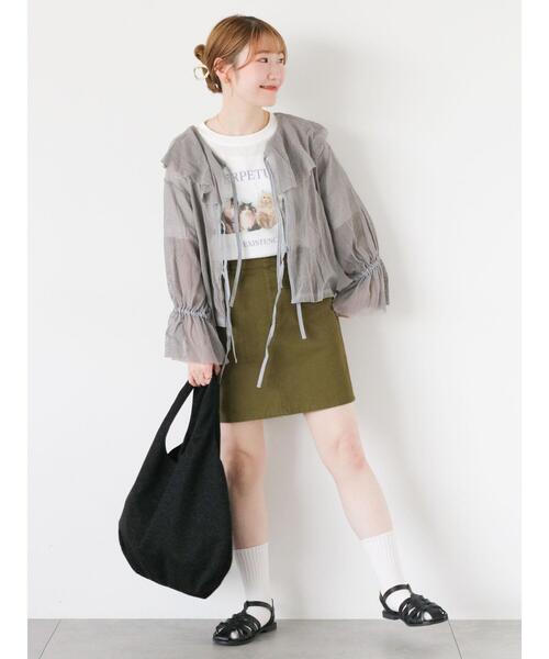 ehka sopo（エヘカソポ）の「キャットプリントTシャツ（Tシャツ/カットソー・レディース・キナリ/オフホワイト/ブラック・F）」の11枚目の写真