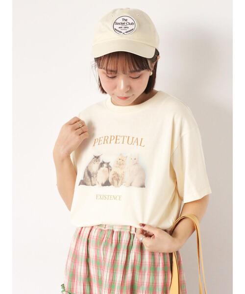 ehka sopo（エヘカソポ）の「キャットプリントTシャツ（Tシャツ/カットソー・レディース・キナリ/オフホワイト/ブラック・F）」の13枚目の写真