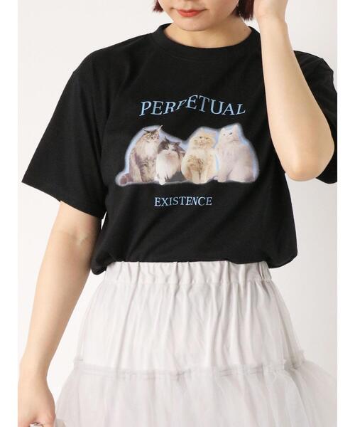 ehka sopo（エヘカソポ）の「キャットプリントTシャツ（Tシャツ/カットソー・レディース・キナリ/オフホワイト/ブラック・F）」の16枚目の写真