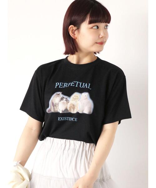ehka sopo（エヘカソポ）の「キャットプリントTシャツ（Tシャツ/カットソー・レディース・キナリ/オフホワイト/ブラック・F）」の17枚目の写真