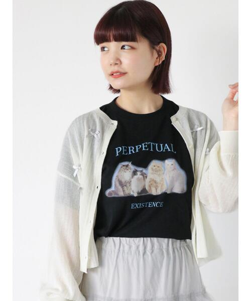 ehka sopo（エヘカソポ）の「キャットプリントTシャツ（Tシャツ/カットソー・レディース・キナリ/オフホワイト/ブラック・F）」の19枚目の写真