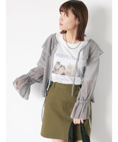 ehka sopo（エヘカソポ）の「キャットプリントTシャツ（Tシャツ/カットソー・レディース・キナリ/オフホワイト/ブラック・F）」の21枚目の写真