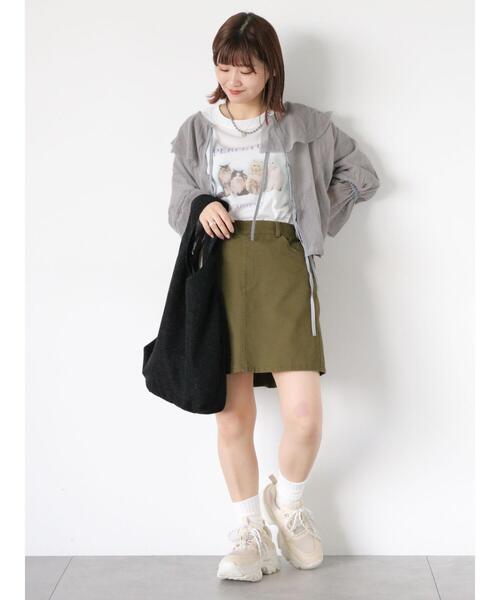 ehka sopo（エヘカソポ）の「キャットプリントTシャツ（Tシャツ/カットソー・レディース・キナリ/オフホワイト/ブラック・F）」の22枚目の写真