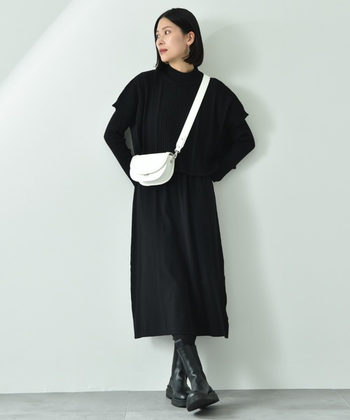 INTERPLANET（インタープラネット）の「細ケーブルＴＯＰＳ＋ニットワンピースＳＥＴ（ワンピース・レディース・グレイッシュベージュ/ブラック/ブラック系その他/ブルー・FREE）」の12枚目の写真