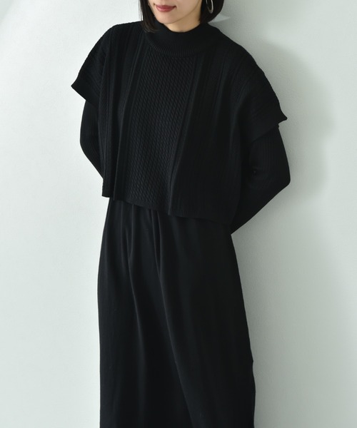 INTERPLANET（インタープラネット）の「細ケーブルＴＯＰＳ＋ニットワンピースＳＥＴ（ワンピース・レディース・グレイッシュベージュ/ブラック/ブラック系その他/ブルー・FREE）」の10枚目の写真