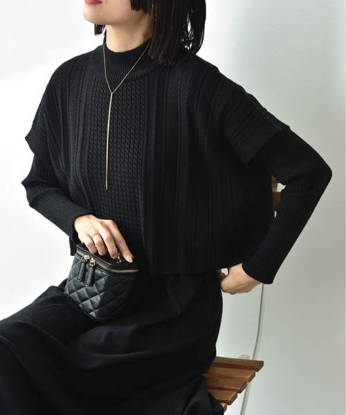 INTERPLANET（インタープラネット）の「細ケーブルＴＯＰＳ＋ニットワンピースＳＥＴ（ワンピース・レディース・グレイッシュベージュ/ブラック/ブラック系その他/ブルー・FREE）」の19枚目の写真