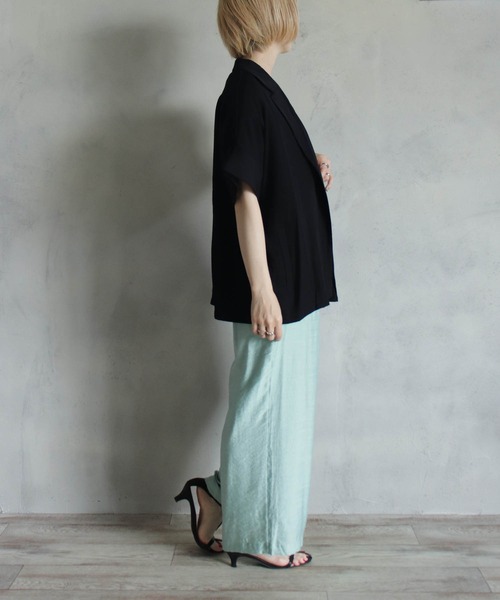【コーデ売り】ジャケット　シルク混　ポーランド製　グリーン　ピンズ　総柄シャツ VINTAGE - 【コーデ売り】ジャケット シルク混 ポーランド製