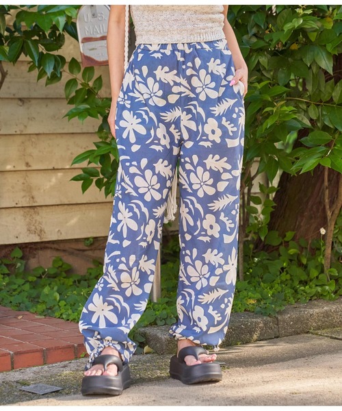anap mimpi(アナップミンピ)の「アートフラワー柄 リネンタッチ 裾ドローストリング パンツ(その他パンツ・レディース・カーキ/ネイビー・FREE)」の13枚目の写真
