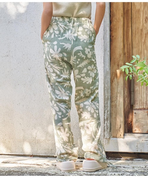 anap mimpi(アナップミンピ)の「アートフラワー柄 リネンタッチ 裾ドローストリング パンツ(その他パンツ・レディース・カーキ/ネイビー・FREE)」の17枚目の写真