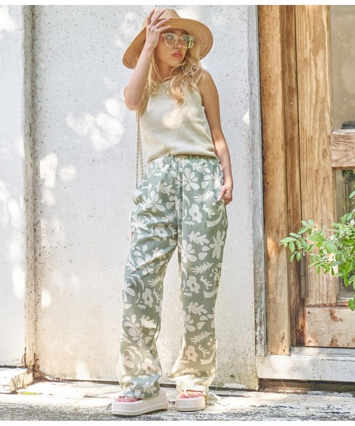 anap mimpi(アナップミンピ)の「アートフラワー柄 リネンタッチ 裾ドローストリング パンツ(その他パンツ・レディース・カーキ/ネイビー・FREE)」の16枚目の写真