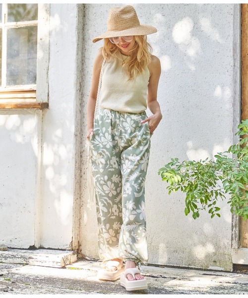 anap mimpi(アナップミンピ)の「アートフラワー柄 リネンタッチ 裾ドローストリング パンツ(その他パンツ・レディース・カーキ/ネイビー・FREE)」の14枚目の写真