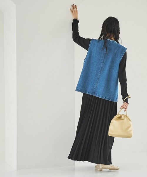 coen(コーエン)の「デニムリボンベスト(ベスト・レディース・コバルトブルー/ダークグレー・FREE)」の4枚目の写真