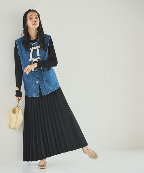 coen(コーエン)の「デニムリボンベスト(ベスト・レディース・コバルトブルー/ダークグレー・FREE)」の5枚目の写真